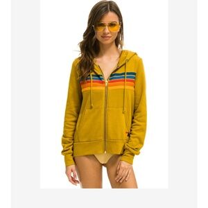 Aviator nation 5 stripe hoodie in honey color, size women’s small